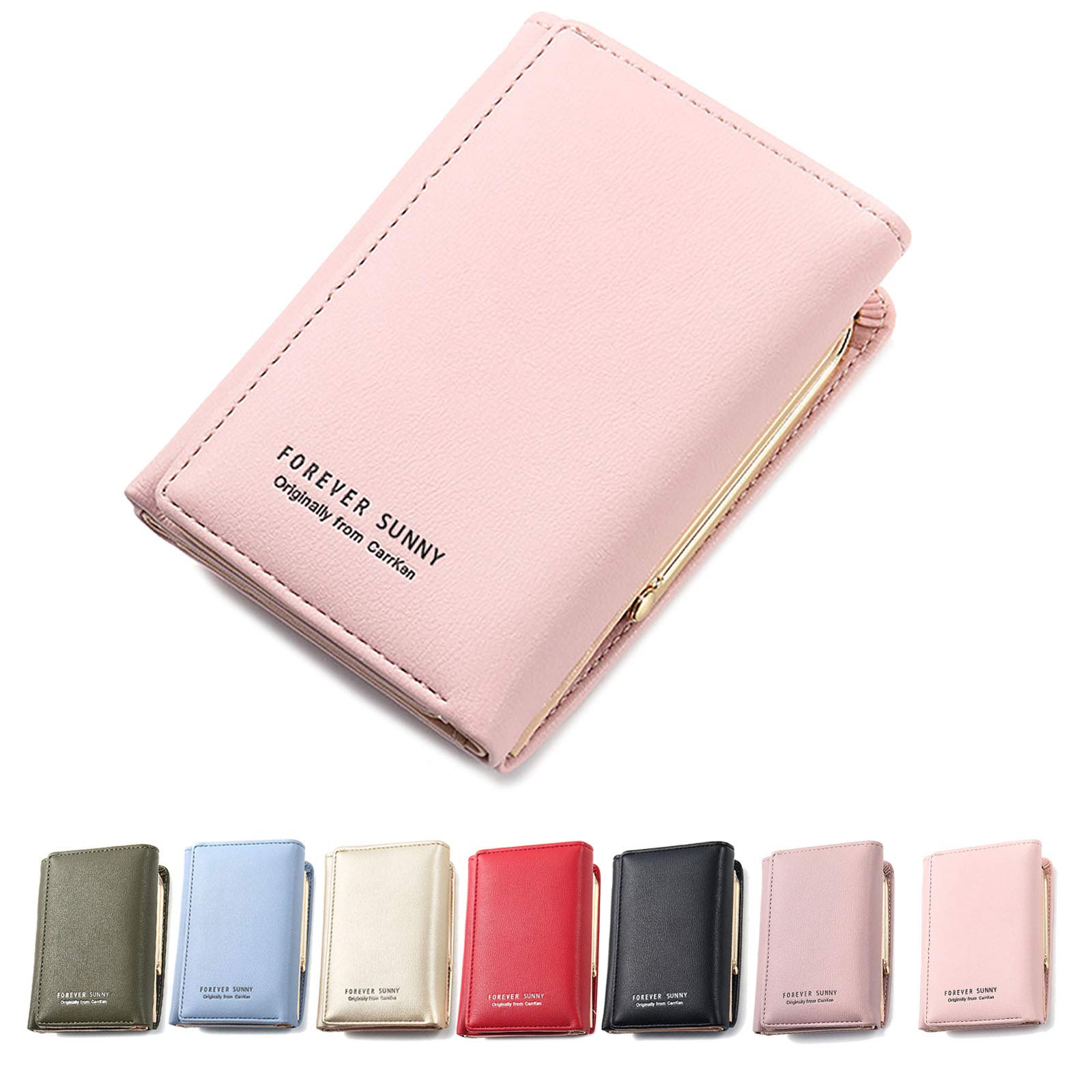 ZhengYue Women Purse Girls Wallet, PU Leather Multi-Slots Short Money Bag Slim Card Holder Purse for Women and Ladies Gift Clutch Pink