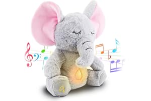 Lucakuins Baby Sound Machine Breathing Otter Sleep Buddy Plush Otter Portable Baby Soothers with Sensory Details Music Lights & Rhythmic Breathing Motion