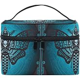 Mnsruu Makeup Bag, Skull Butterfly Travel Makeup Organizer Bag Cosmetic Cases Toiletry Bags for Girl Women Ladies