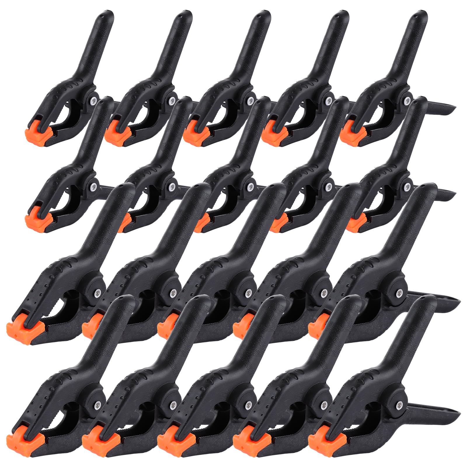 ASelected 20 Pcs Spring Clamps Nylon Spring Clamp Plastic Heavy Duty Grip Clips Set 10Pcs 2 Inch Clamps, 10Pcs 3 Inch Clamps