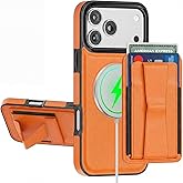 DREAMME Phone Case for iPhone 17 Pro Max Wallet Case Card Holder, RFID Blocking, Kickstand, Shockproof, Compatible with Magsafe 2 in 1 Detachable Phone Cover for Women Men, Orange