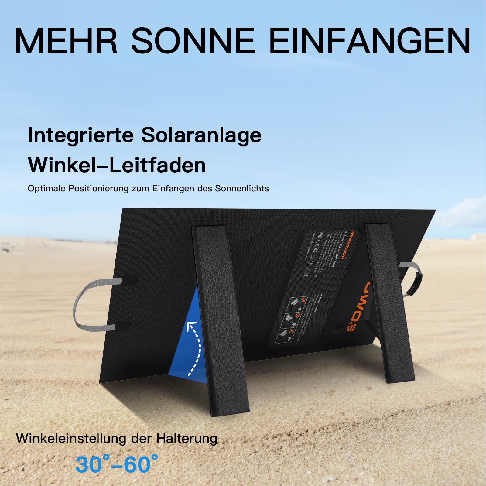MHPOWOS 220W Tragbares Solarpanel, IP67 Wasserdichtes 40V Monokristallines Faltbares Solarpanel Power Backup, Langlebiges Solar Ladegerät Solarpanel Kit für Powerstation RV Camping Off Grid Angeln 3