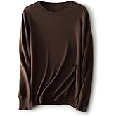 Ciovkis Women's Merino Wool Blend Sweater Fall Winter Crew Neck Long Sleeve First-Line Ready to Wear Seamless Knit Sweater