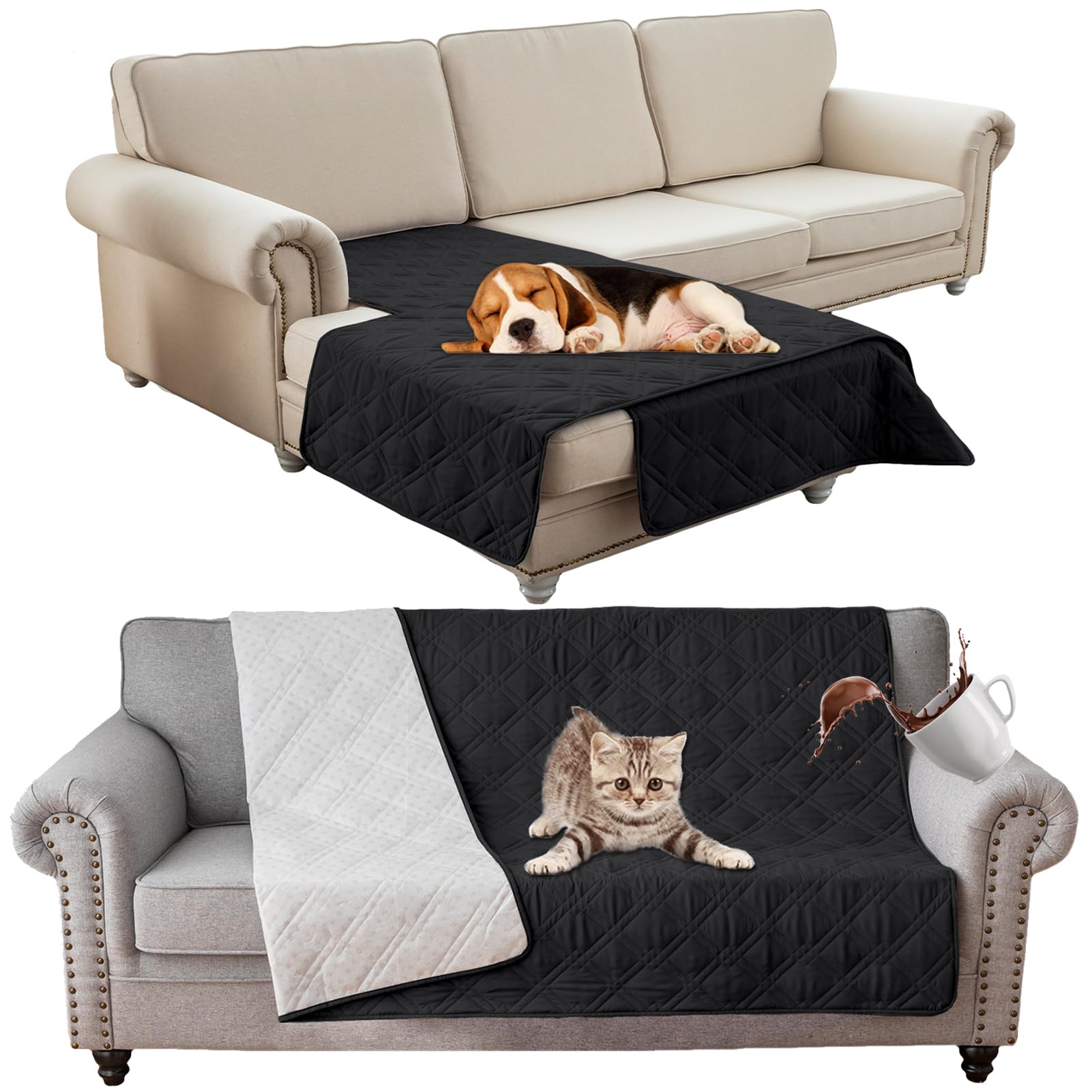 SHUOJIA Waterproof Blanket Dog Bed Cover Non Slip Large Sofa Cover Incontinence Mattress Protectors for Car Pets Dog Cat (30x70in,Black)