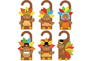 PAIVSUN 12 Sets Thanksgiving Turkey Doorknob Hanger Decorations Fall DIY Thanksgiving Turkey Arts and Crafts Kit for Kids Autumn Party School Home Classroom Activities (Turkey)