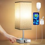Aooshine Bedside Lamp with USB C A Ports, 3 Way Dimmable, Grey Shade view 7