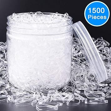Amazon Com Eaone 1500 Pieces Clear Elastic Hair Bands Rubber