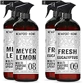 Newport + Home Multi-Purpose Spray, Meyer Lemon & Fresh Eucalyptus Scents, Tough on Grease and Grime, 32 fl oz, Set of 4