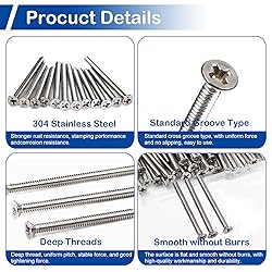 MroMax 50Pcs #6-32 Extra Long Outlet Screws, #6-32