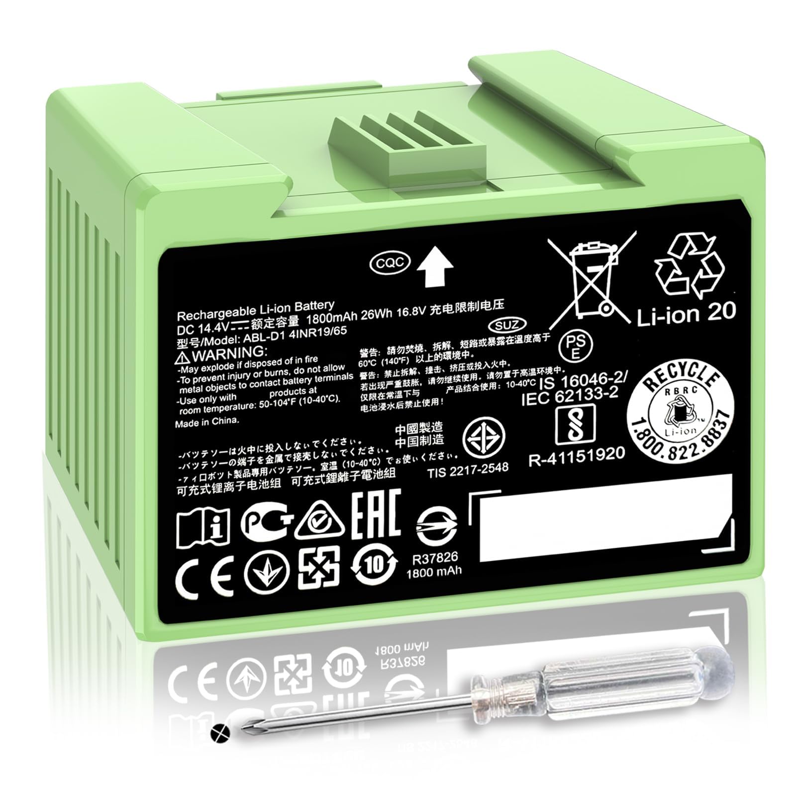 Photo 1 of JOTACT Replacement Battery for iRobot Roomba i&e Series i7 i7+ i3 i3+ i4 i4+ e5 e6 Roomba Replacement Parts 14.4V 1800mAh/26Wh (Not fit for iRobot Roomba Combo Series)