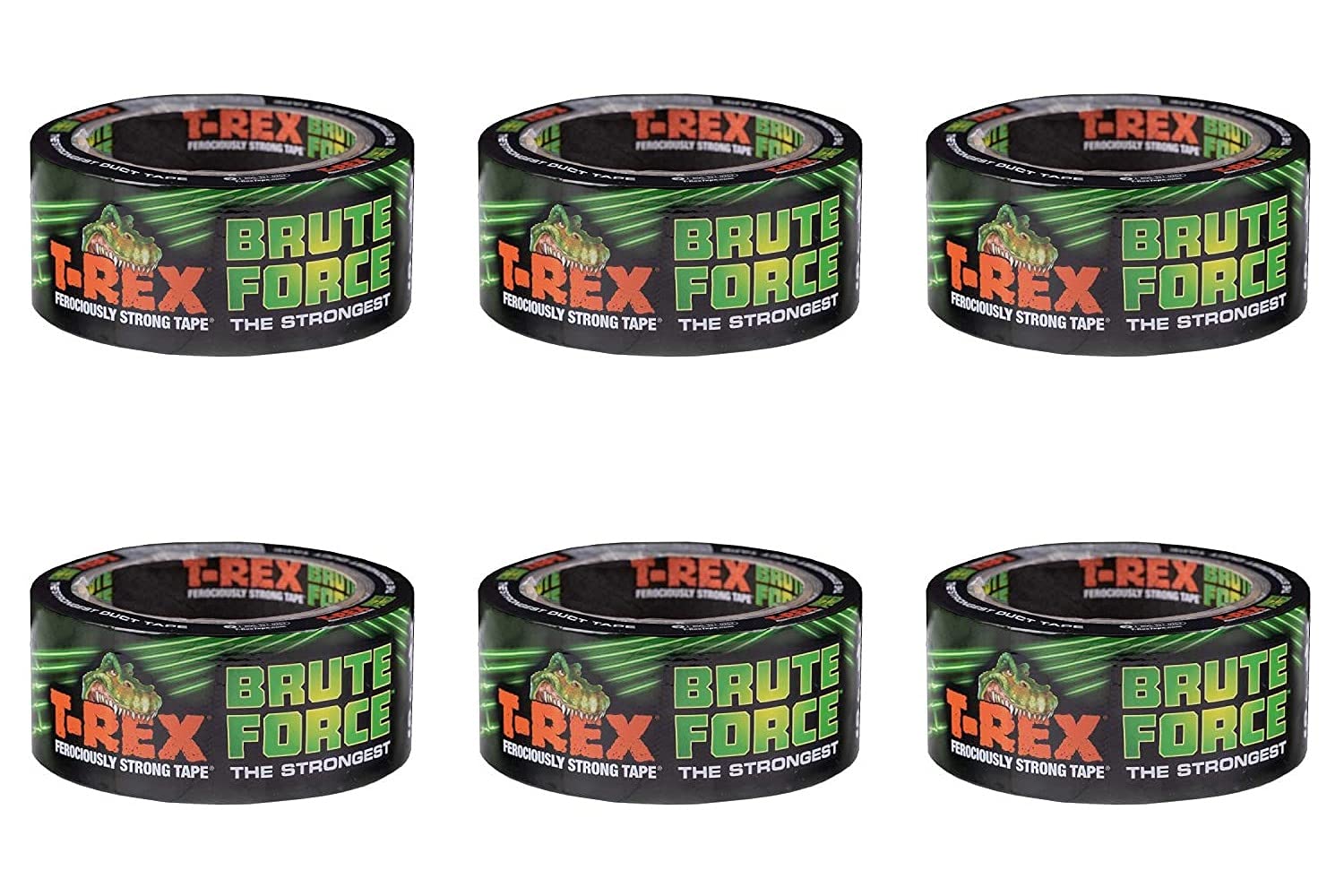 T-REX Brute Force The Strongest High Performance Duct Tape, 48mm x 9.1m, Pack of 6