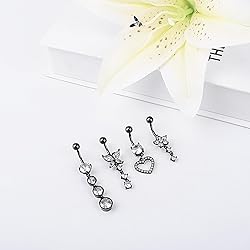 LEE&RO Black Stainless Steel Belly Ring 14G Navel
