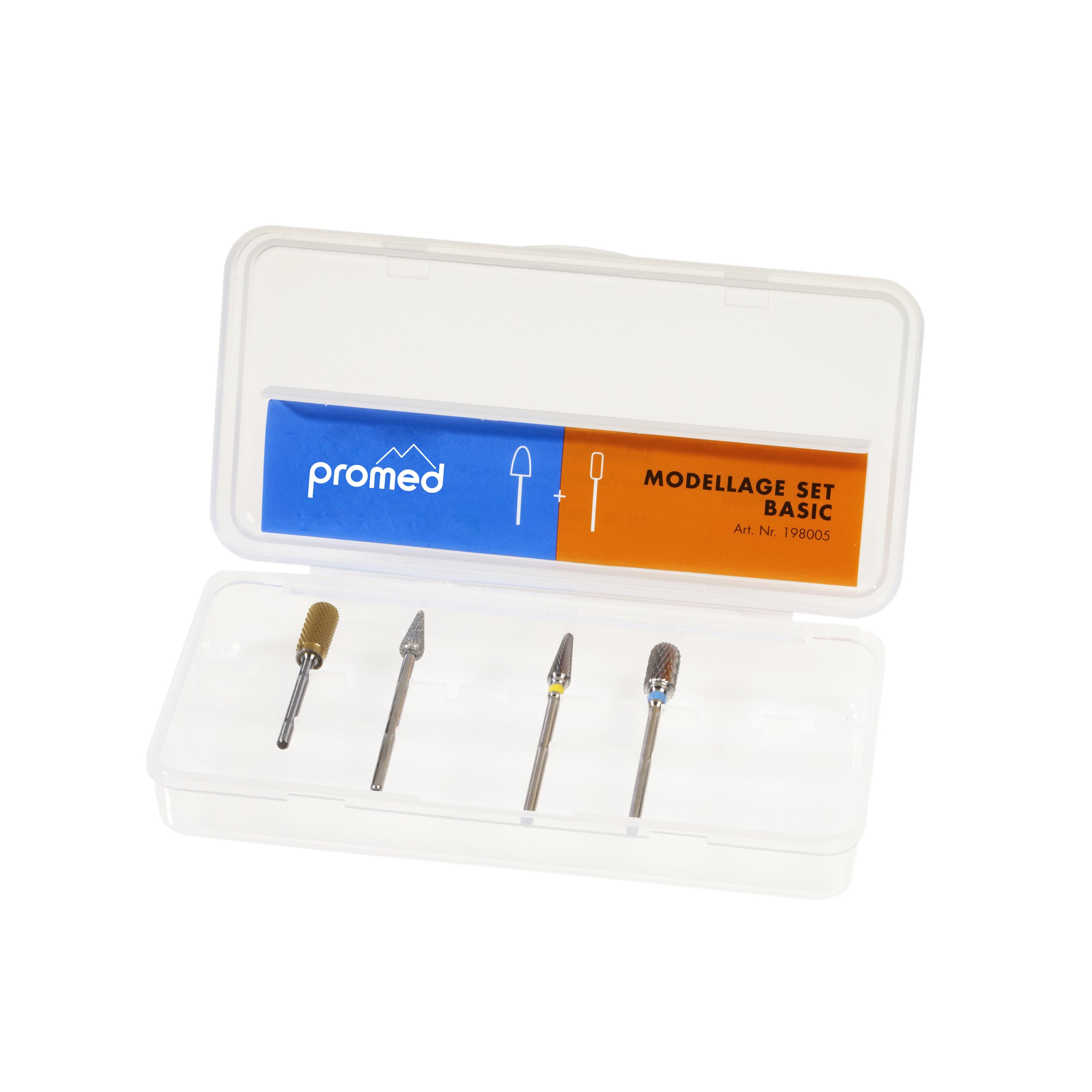 Promed Basic Sanding Set 4 Sanding Bodies for Artificial Nail Modelling Bit Set Nail Cutter Attachments Accessories for Promed Cutter Shank Diameter 2.332 to 2.350 mm