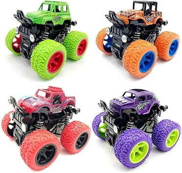 Beston 4x4 Die Cast Friction Powered Monster Trucks Car Toy Set ( Pack of 4 )
