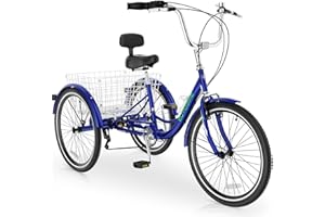 MOPHOTO Adult Tricycles Three Wheels Cruiser Bike 7 Speed, Adult Trikes 20/24/26 inch Wheels Low Step-Through, Three-Wheeled Bicycles for Women, Men, Seniors