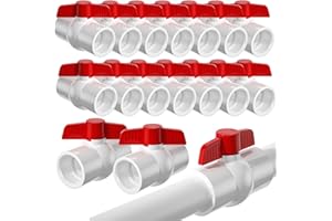 WENQUIT 20PCS 1/2" PVC Ball Valves,Slip PVC Water Pipe Valve, Shut-Off Valve Socket with Easy Turn Red T-Handle,Water Shut Off Valves for Swimming Pool, Sprinkler Lines, Outdoor Plumbing & Irrigation System