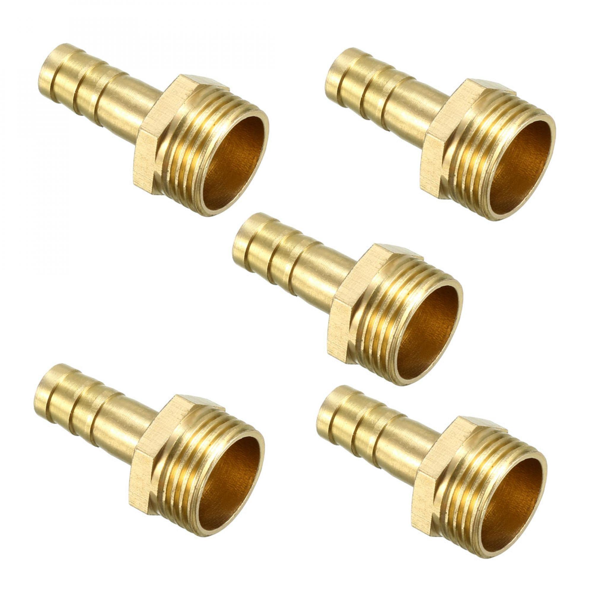 sourcing map Brass Barb Hose Fitting Connector Adapter 8mm Barbed x G3/8 Male Pipe 5pcs — image 1