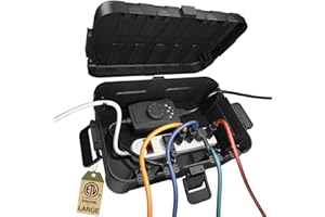 Flemoon Large Outdoor Electrical Box (12.5 x 8.5 x 5 inch), IP54 Waterproof Extension Cord Cover Weatherproof, Protect Outlet, Plug, Socket, Timer, Power Strip, Holiday Light Decoration, Black