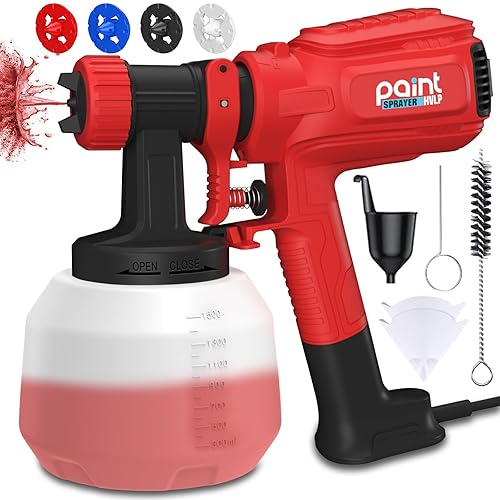 Paint Sprayer, 700W Fence Paint Sprayer with 1500ML Container, Paint Spray Gun with 4 Nozzles and 3 Patterns, HVLP Electric Paint Sprayers for Fences, Sheds, Home Interior and Exterior,Walls,Furniture