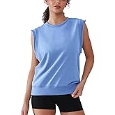 YIPINK Workout Tank Tops Woman Crew Neck Athletic Tops Cotton Sweatshirt Loose Fit Muscle Tanks Runnning Gym Sports Shirt