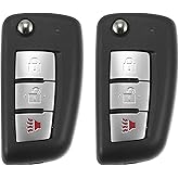 X AUTOHAUX 2pcs 434MHz CWTWB1G767 Replacement Smart Proximity Flip Keyless Entry Remote Key Fob for Nissan Rogue 2014-2020 3 Buttons Uncut Flip Ignition Key Fob