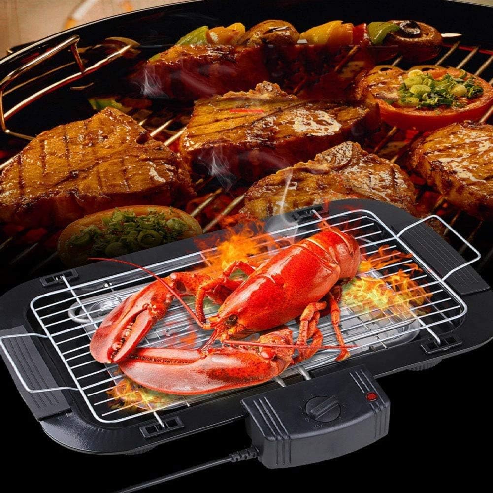 review XNDCYX Indoor/Outdoor Electric Griddles, Electric Smokeless Portable BBQ Indoor Barbecue Grill Water Filled Drip Tray Reduced Odour Smoke, Adjustable Heat Control, 2000 W,48329CM