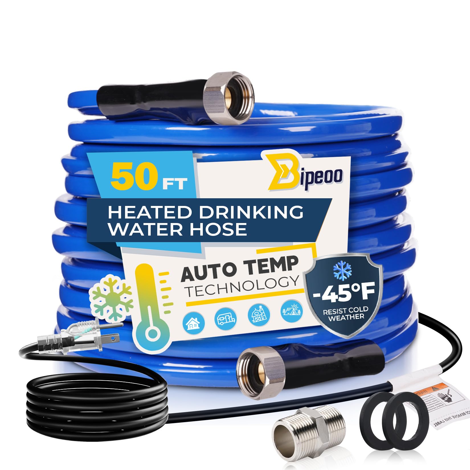 Photo 1 of 50FT Heated Water Hose for Rv,Heated Drinking Water Hose Antifreeze to -45°F,Great Rv Accessories for Campers,Livestock,Agriculture,Lead and BPA Free