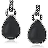 Napier "Jet Hour" Silver-Tone/Jet Teardrop Earrings