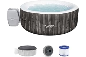 Bestway SaluSpa Bahamas 2-4 Person Inflatable Hot Tub, Round Energy-Efficient Portable Spa with 120 AirJets, 71" x 26"