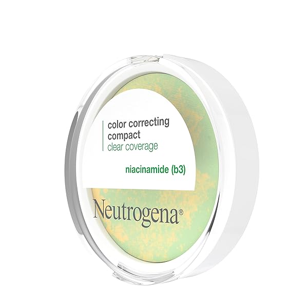 NEUTROGENA CLEAR COVERAGE COLOR CORRECTING POWDER MAKEUP COMPACT, MATTIFYING CC POWDER WITH NIACINAMIDE & GREEN & YELLOW POWDERS TO EVEN TONE, BRIGHTEN, & CONTROL SHINE, OIL-FREE, 0.38 OZ