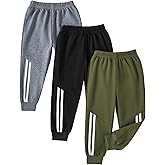 VEGGIEDOT Boys Pants Toddler Kids Boys Sweatpants 3 Pack Elastic Waist Joggers Athletic Pants 3T 4T 5T Size 6 7