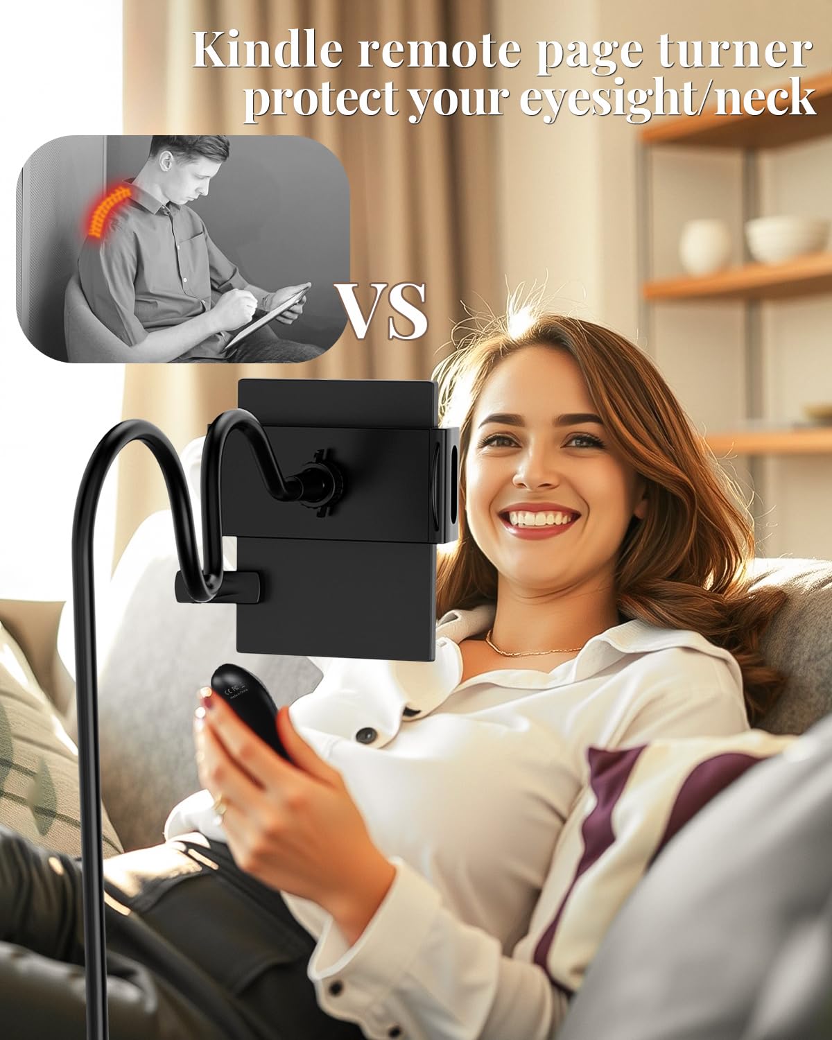 Kindle Page Turner, Remote Control Page Turner for Kindle Paperwhite Oasis EReaders Kobo, Kindle Clicker Page Turner for iPhone,iPad, Android Tablets Reading Novels,Camera Record & Shutter Selfie