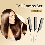 Jc.upin 3 Pcs Tails Comb Set Carbon Styling Rat Tail Hair Comb Black 23x2.8 cm view 2