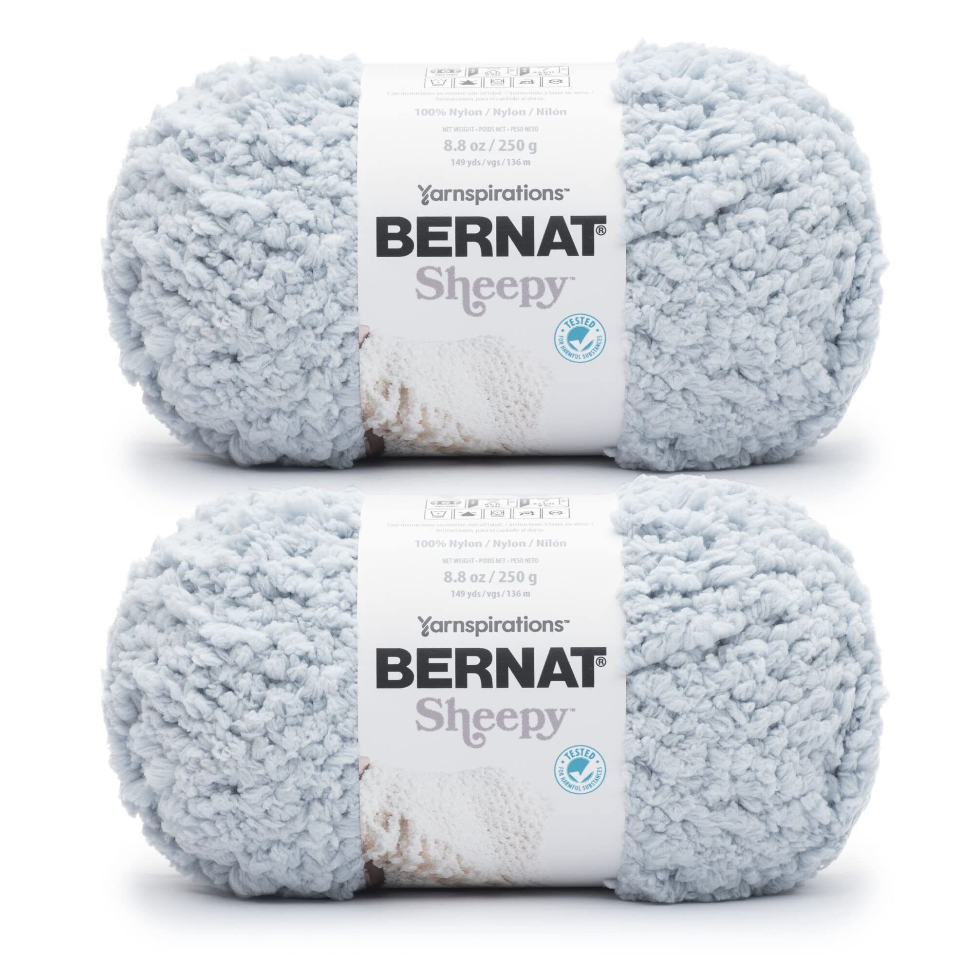 Bernat Sheepy Baa Baa Blue Yarn - 2 Pack of 250g/8.8oz - Nylon - 6 Super Bulky - Knitting/Crochet