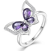 YL Butterfly Rings 925 Sterling Silver Simple Ring Birthstone Statement Jewelry for Women