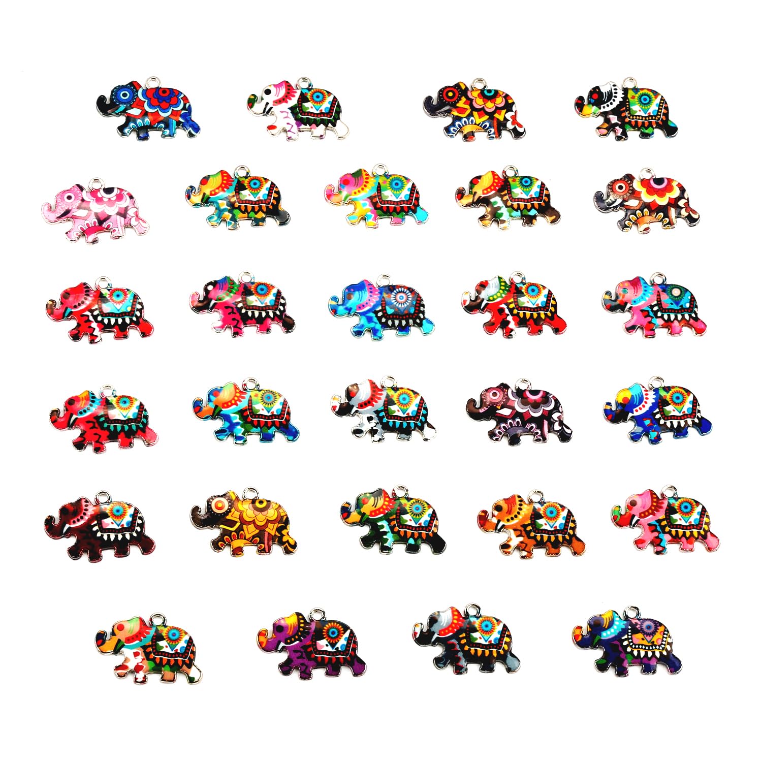 Rumyve Colorful Lovely Metal Enamel Elephant Pendant,28 pcs of Jewelry Making Elephant Pendant,DIY Necklace Earrings Bracelet Jewelry
