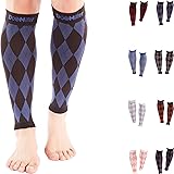 Doc Miller Calf Compression Sleeve Men Women 20-30mmhg Argyle Shin Splint, Varicose Vein, Travel Leg Cramps Relief