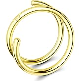 OUFER 18G Nose Rings, 9K Solid Gold Nose Rings Hoops, Double Hoop Nose Ring, Nostril Piercing Jewelry, Nose Piercing Jewelry For Women