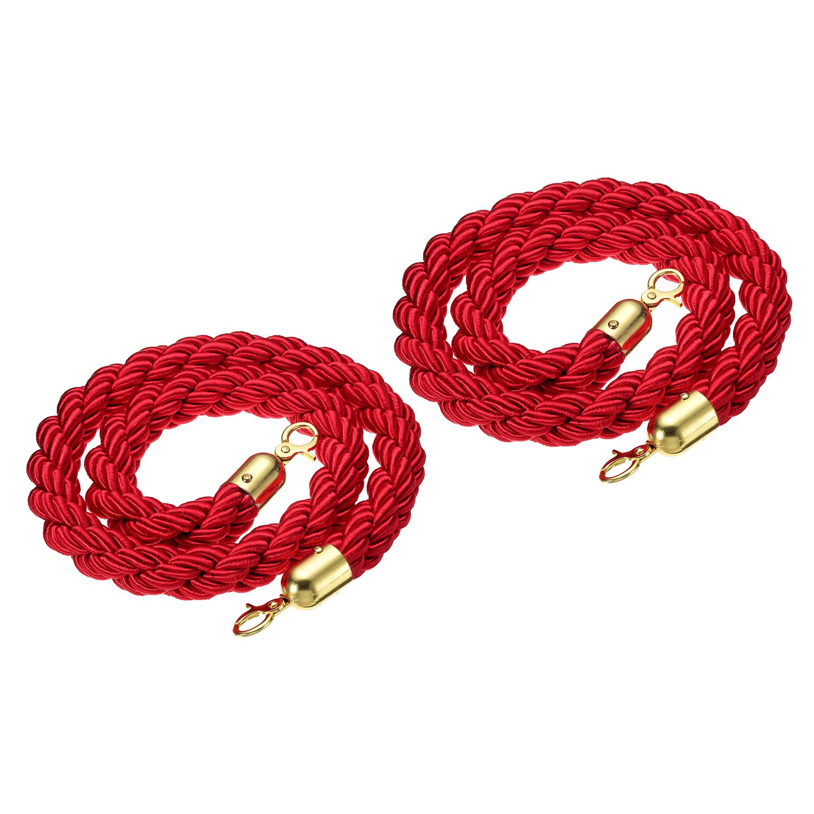 Photo 1 of PATIKIL Stanchion Rope, 2 Pack 1.2m/3.9Ft Barrier Rope Twisted Post Ropes for Posts Stands Queue Divider Crowd Control of Hotel, Red Golden