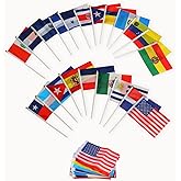 Latin America 21 Countries Stick Flag Small Mini Hand Held Round Top on Stick Spanish Language Speaking Heritage Hispanic Month For Spanish Classroom Flags