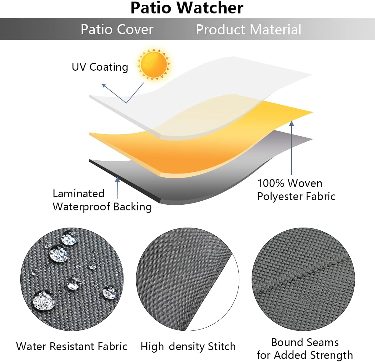 Patio Watcher Patio Chaise Lounge Covers Heavy Duty Outdoor Chaise Lounge Covers with Durable and Water Resistant Fabric, 66 inches Long, Grey : Garden & Outdoor