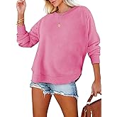 EVALESS Sweatshirt for Women Crewneck Long Sleeve Side Split Tops Casual Solid Color Loose Pullover Shirts 2025 Clothes