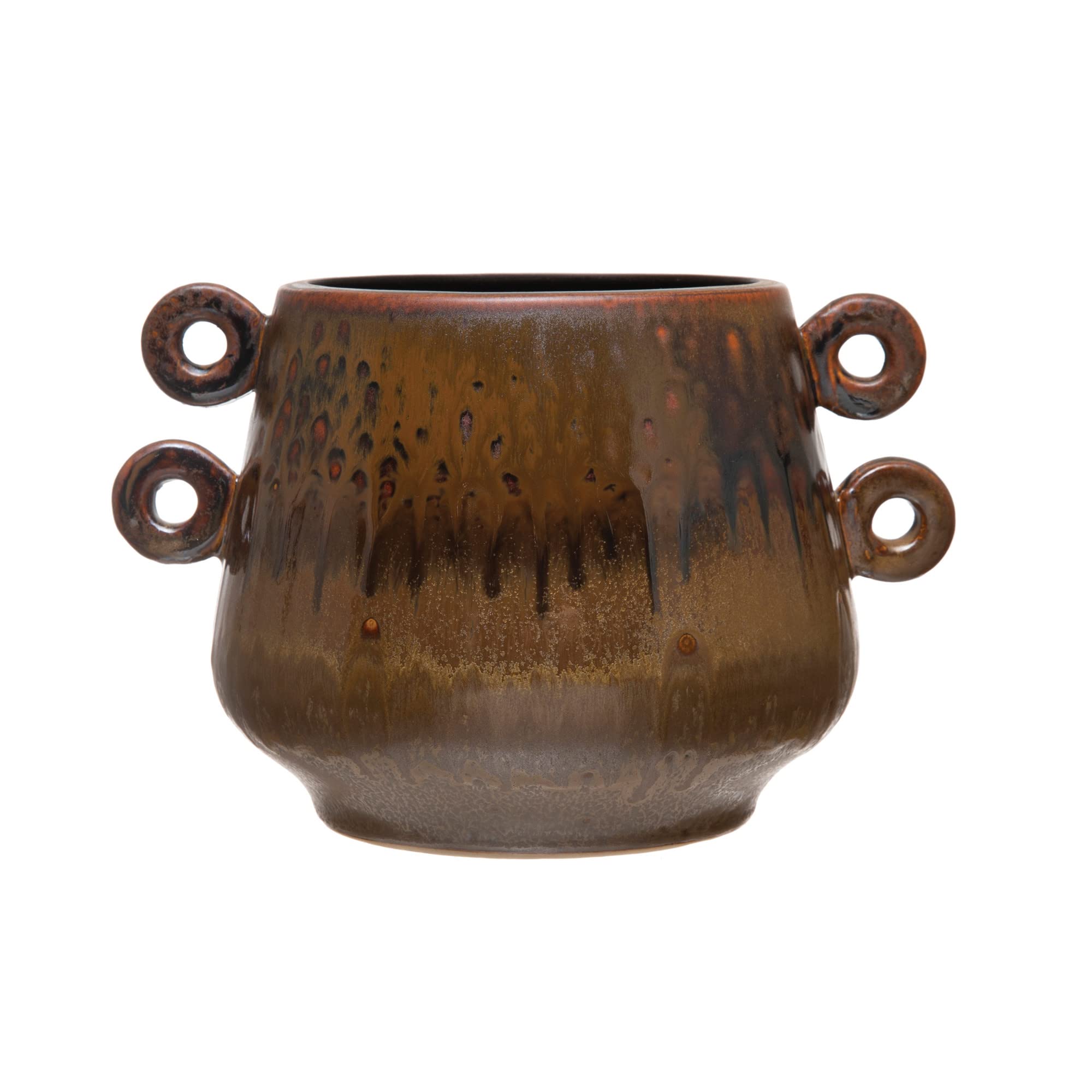 Photo 1 of Bloomingville Rustic Stoneware Planter with Handles and a Reactive Glaze Finish