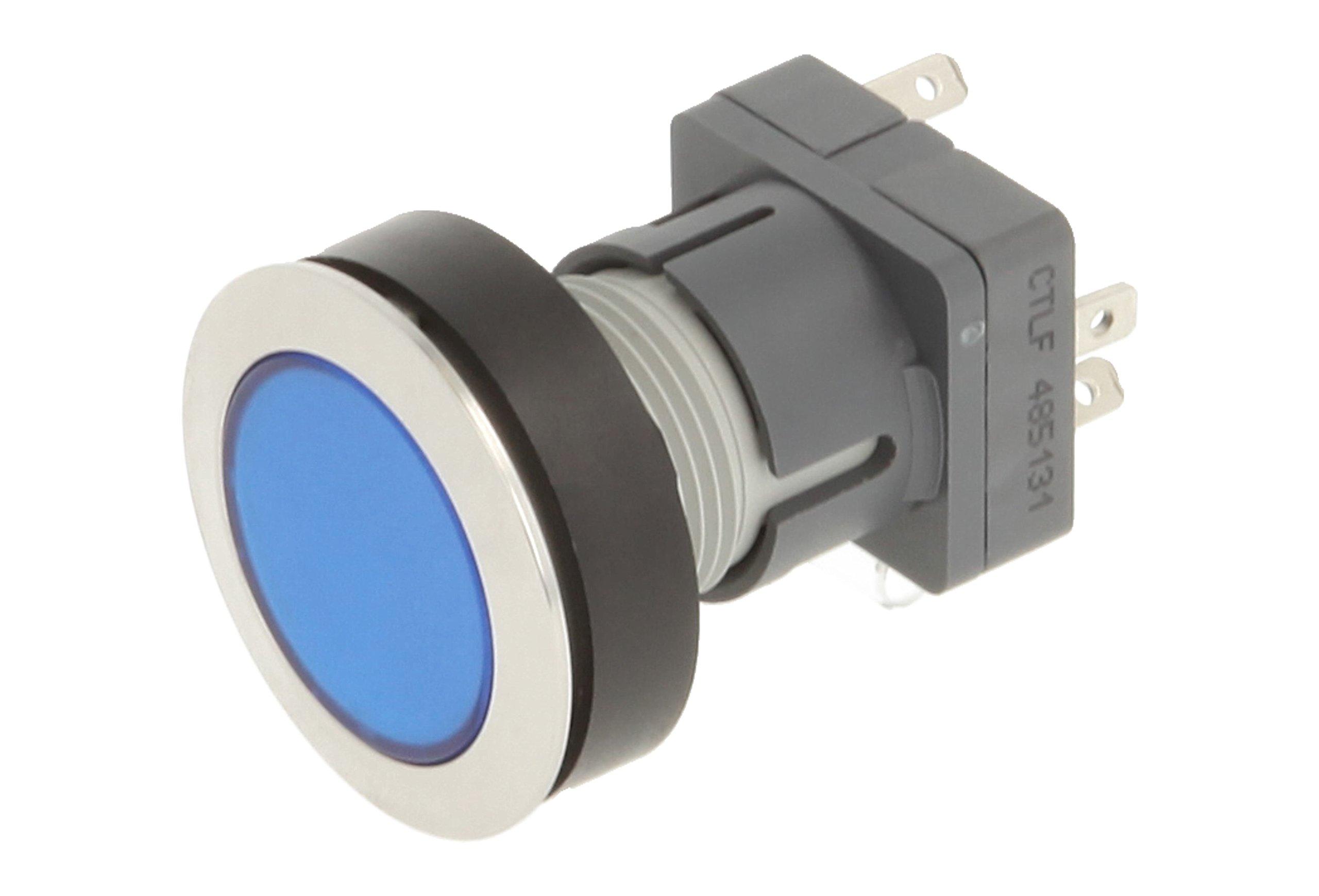 Club 23.000.523 Push Button Stainless Steel Push Cap Light Up Electronic Contact Encoder with Snap Function and 1 changeover contact 24 V LED – Blue (Pack of 2)