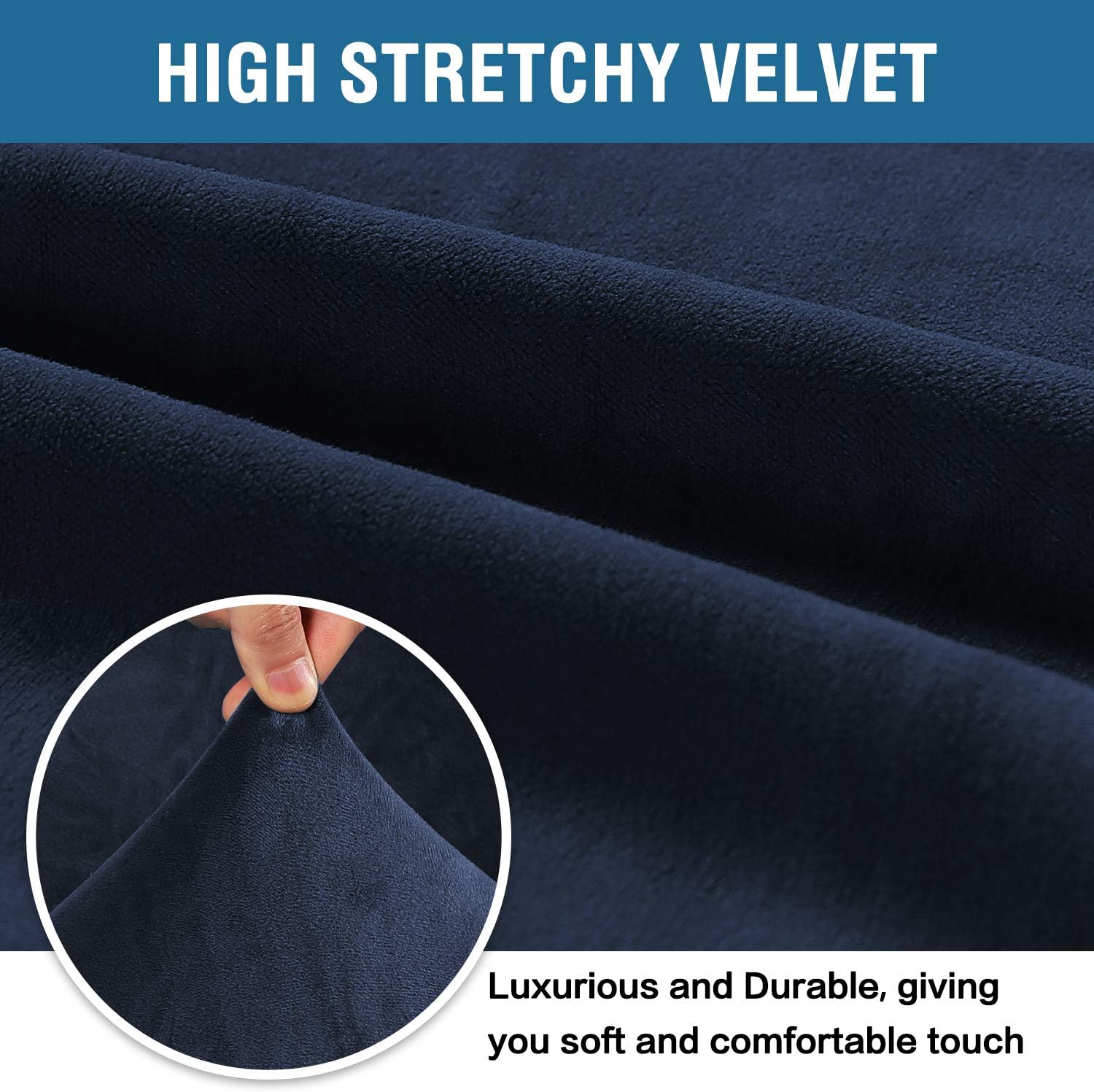 H.VERSAILTEX Stretch Velvet Sofa Covers for 3 Cushion Couch Covers Sofa Slipcovers with Non Slip Straps Underneath The Furniture, Crafted from Thick Comfy Rich Velour (Sofa 72"-96", Navy): Kitchen & Dining