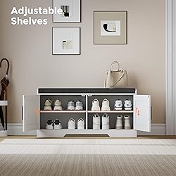 Homleke 2-Tier Storage Bench, Shoe Bench with