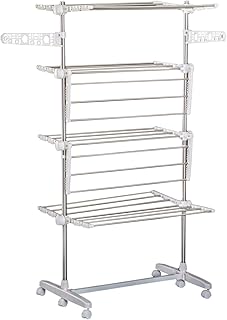 HOMCOM Mobiler Wäscheständer Wäschetrockner-Turm Seitenflügel auf 3 oder 4 Ebenen klappbar (3 Ebene)