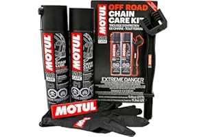 Motul Chain Care Kit Off Road - Complete Motorcycle Chain Maintenance System W/Chain Cleaner (C1) & Chain Lube (C3) MC Care System (109788)