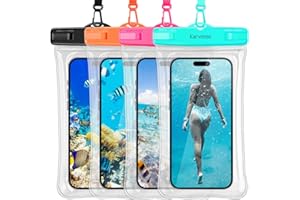 Karvense Waterproof Phone Pouch/Case Floating, Water Proof Phone Pouch for iPhone & Samsung Galaxy, IPX8 Phone Water Protector Pouch for Travel, Vacation, Beach, Pool, Cruise Essentials- 4 Pack