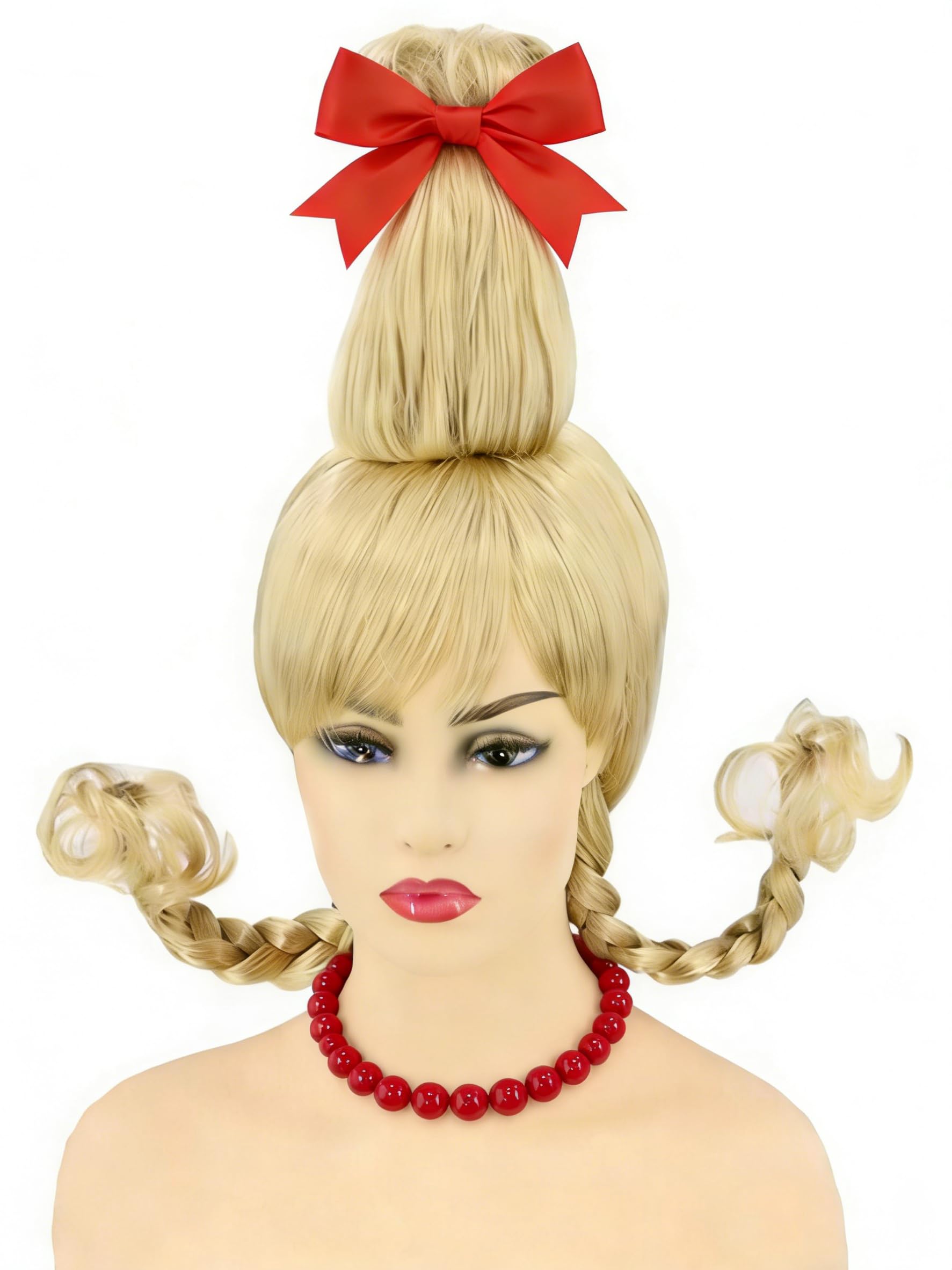 Topcosplay Girls Cosplay Wig Christmas Wig Womens Blonde Wig with Braids for Cosutme Fancy Dress